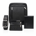 Regalo Día del Padre — Kit Premium Gazul en Cuero Fino Negro: Carriel, Cinturón, Billetera y Monedero