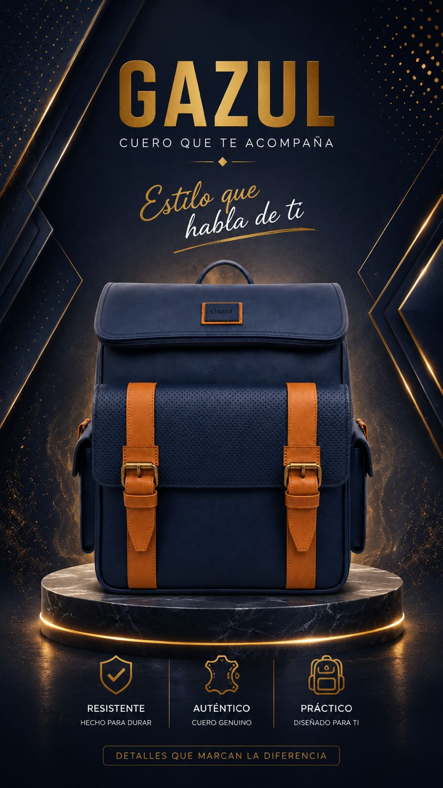 Morral Gazul Vintage – Cuero Genuino con Hebillas